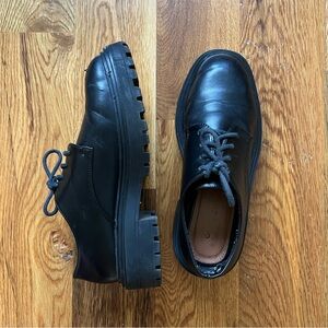 ASOS DESIGN wide fit lace up chunky platform oxfords in black